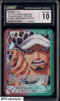 2022 One Piece Japanese Romance Dawn #002 Trafalgar Law Alt Art Leader CGC 10 - Image 1