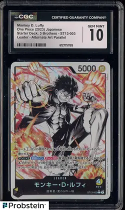 2023 One Piece Japanese ST13-003 Monkey D Luffy Alternate Art Leader CGC 10 - Image 1