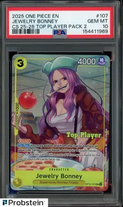 2025 One Piece En Championship 25-26 Top Player 2 #107 Jewelry Bonney PSA 10 - Image 1