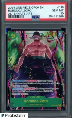 2023 One Piece OP06 EN Alternate Art #118 Roronoa Zoro PSA 10 GEM MINT - Image 1