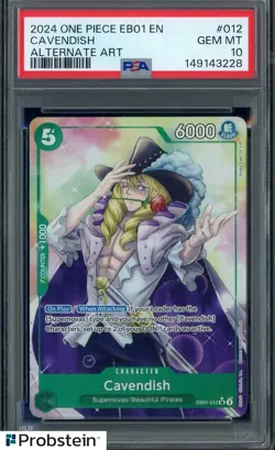 2024 One Piece EB01 EN Alternate Art #012 Cavendish PSA 10 GEM MINT - Image 1