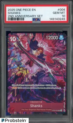 2025 One Piece Enlgish 2nd Anniversary Set OP09-004 Shanks PSA 10 GEM MINT - Image 1