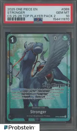 2025 One Piece En Championship 25-26 TP Pack 2 Top Player #089 Stronger PSA 10 - Image 1