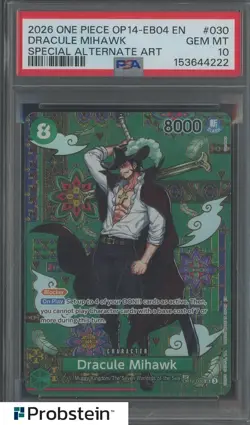 2026 One Piece OP14-EB04 EN Special Alternate Art #030 Dracule Mihawk PSA 10 - Image 1