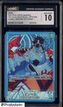 2025 One Piece Japanese The Azure Sea's Seven #040 Jinbe Alt Art Leader CGC 10 - Image 1