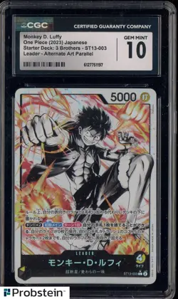 2023 One Piece Japanese ST13-003 Monkey D Luffy Alternate Art Leader CGC 10 - Image 1