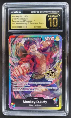 2025 ONE PIECE MONKEY D. LUFFY PROMO 3RD ANNIVERSARY CGC 10 PRISTINE E PT - Image 1