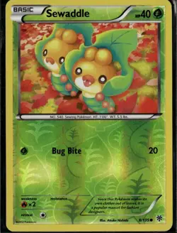 Sewaddle Common Plasma Storm 8/135 Reverse Holo Pokemon Card - Image 1