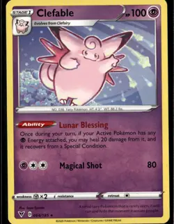 Clefable Rare SWSH04: Vivid Voltage 064/185 Psychic Pokemon Card - Image 1