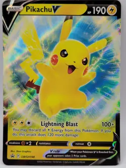 Pikachu V SWSH198 Black Star Promo Full Art Holo Pokemon Card LP - Image 1