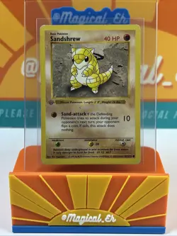 Sandshrew #62 1st Edition Shadowless Grey Stamp Pokemon TCG 1999 Base Set HP - Image 1