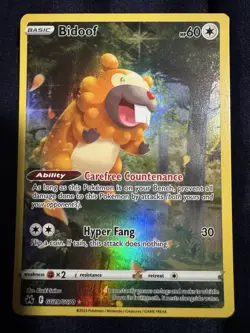 Pokemon Bidoof GG29/GG70 Crown Zenith: Galarian Gallery Holo Card NM Condition - Image 1