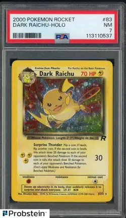 2000 Pokemon Rocket #83 Dark Raichu Holo PSA 7 NM - Image 1