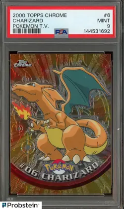 2000 Topps Chrome Pokemon TV #6 Charizard PSA 9 MINT - Image 1