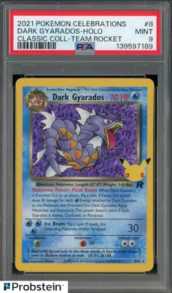 2021 Pokemon Celebrations Classic Coll Team Rocket #8 Dark Gyarados Holo PSA 9 - Image 1