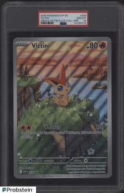 2025 Pokemon SVP EN Unova Illustration Coll Jumbo #208 Victini PSA 10 GEM MINT - Image 1