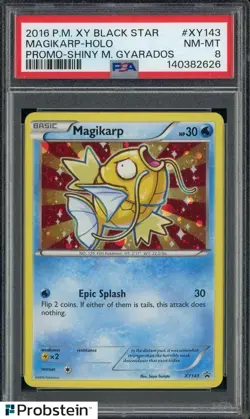 2016 Pokemon XY Black Star Ptomo Shiny M. Gyarados #XY143 Magikarp Holo PSA 8 - Image 1