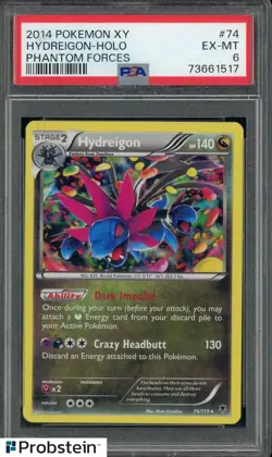 2014 Pokemon XY Phantom Forces #74 Hydreigon Holo PSA 6 EX-MT - Image 1