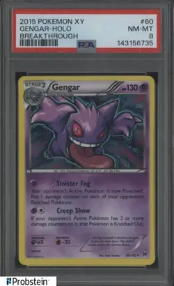 2015 Pokemon XY Breakthrough #60 Gengar Holo PSA 8 NM-MT - Image 1