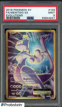 2016 Pokemon XY Evolutions #103 Mewtwo Ex FA PSA 9 MINT - Image 1
