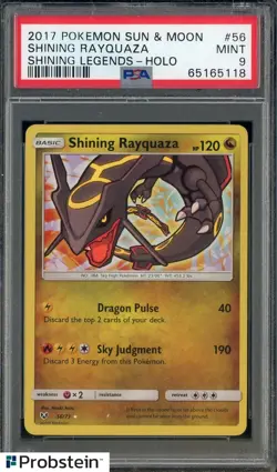 2017 Pokemon Sun & Moon #56 Shing Rayquaza Shining Legends HOLO PSA 9 - Image 1