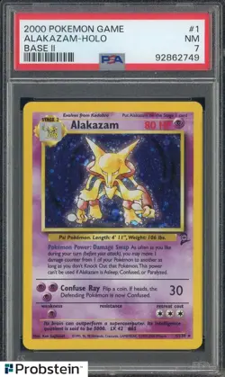 2000 Pokemon Game Base II #1 Alakazam Holo PSA 7 NM - Image 1