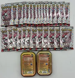 Lot of (28) Pokemon TCG 151 MEW EN Booster Packs + 2 SEALED MINI TINS - Image 1