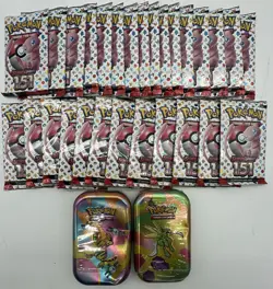 Lot of (28) Pokemon TCG 151 MEW EN Booster Packs + 2 SEALED MINI TINS - Image 2