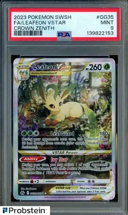 2023 Pokemon SWSH Crown Zenith #GG35 FA Leafeon Vstar PSA 9 MINT - Image 1