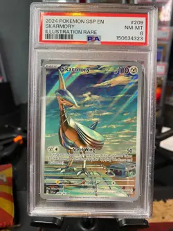 2024 Pokemon Ssp En-Surging Sparks #209 Skarmory Illustration Rare PSA 8 - Image 1