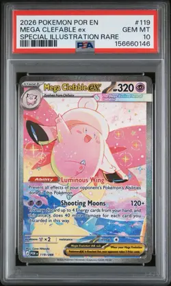 2026 POKEMON PERFECT ORDER SPECIAL ILLUSTRATION RARE MEGA CLEFABLE EX PSA 10 - Image 1