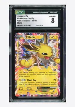 Pokemon CGC 8 Jolteon EX Ultra Rare 2016 28/83 Generations English - Image 1