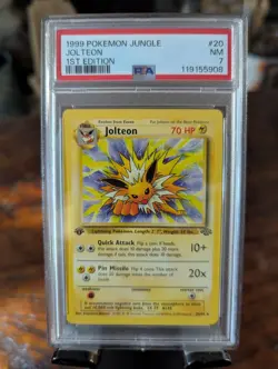 1999 Pokemon Jungle 1st Edition Jolteon #20 NM PSA 7 - Image 1