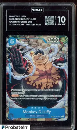 2025 One Piece Carrying On His Will Alt Art Treasure REare Monkey D Luffy TAG 10 - Image 1