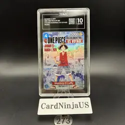 TAG GEM MINT 10 Monkey.D.Luffy College Basketball US Voyage P-055 One Piece 273 - Image 1
