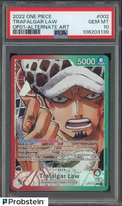 2022 One Piece OP01 Alternate Art #002 Trafalgar Law PSA 10 GEM MINT - Image 1