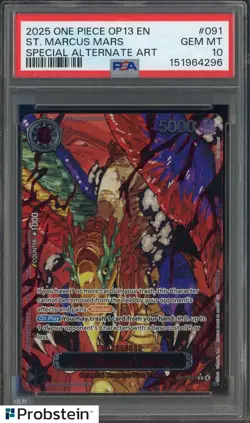 #3 2025 One Piece OP13 En Special Alternate Art #091 St. Marcus Mars PSA 10 - Image 1