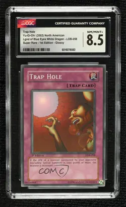 Trap Hole 1st Ed. YuGiOh Legend of Blue Eyes White Dragon CGC 8.5 2002 - Image 1