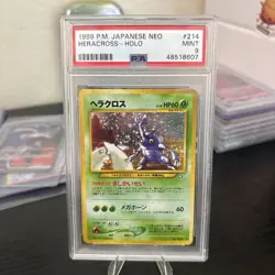 2000 POKEMON JAPANESE NEO #214 HERACROSS-HOLO PSA 9 - Image 1
