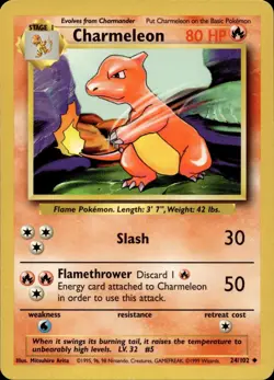 CHARMELEON 24/102 UNCOMMON BASE SET UNLIMITED POKEMON MP - Image 1