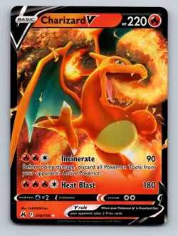 Pokemon TCG Charizard V Holo Ultra Rare SWSH: Crown Zenith 018/159 - Image 1