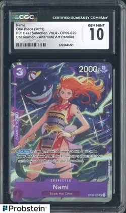 2025 One Piece PC Best Selection Vol.4 OP09-070 Nami Alternate Art CGC 10 - Image 1