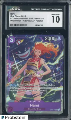 2025 One Piece PC Best Selection Vol.4 OP09-070 Nami Alternate Art CGC 10 - Image 1