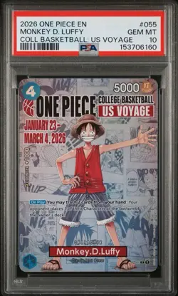 PSA 10 Monkey D. Luffy 2026 One Piece College Basketball US Voyage #P-055 Promo - Image 1