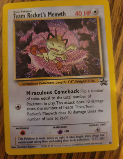 Pokemon Team Rockets Meowth 18 Black Star Promo HP Vintage Card Non Holo Ex - Image 1