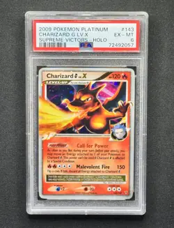 Pokemon TCG 2009 Charizard G LV.X Holo Card 143/147 Supreme Victors Rare PSA 6 - Image 1