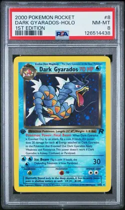Pokemon Dark Gyarados 8/82 Team Rocket Holo Rare 1st Edition PSA 8 2000 - Image 1