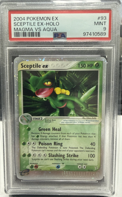 2004 POKEMON EX TEAM MAGMA VS TEAM AQUA #93 SCEPTILE EX-HOLO PSA 9 - Image 1