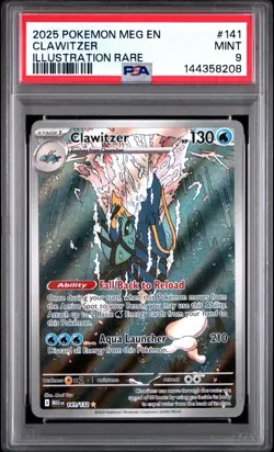 2025 POKEMON MEG EN-MEGA EVOLUTION #141 CLAWITZER ILLUSTRATION RARE PSA 9 - Image 1