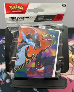 Pokemon TCG Mini Portfolio Charizard Gengar w/ 1 Booster Pack Holds 60 Cards - Image 1